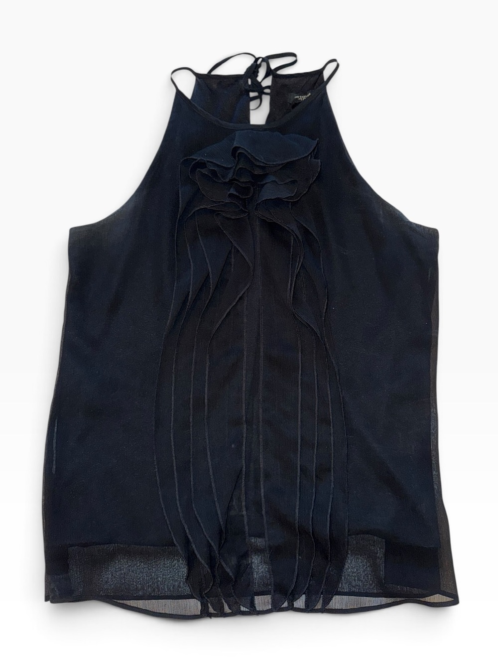 Ann Taylor Black Ruffle Halter Neck Sleeveless Blouse Top Size 6